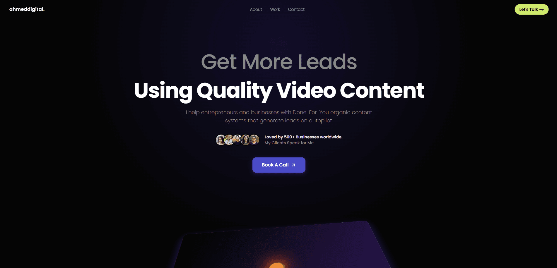Video editor portfolio website screenshot