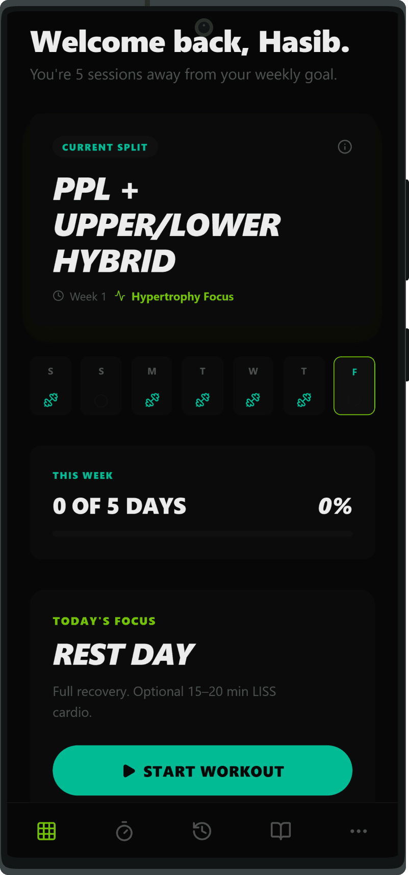 Fitness tracker app on Samsung mockup